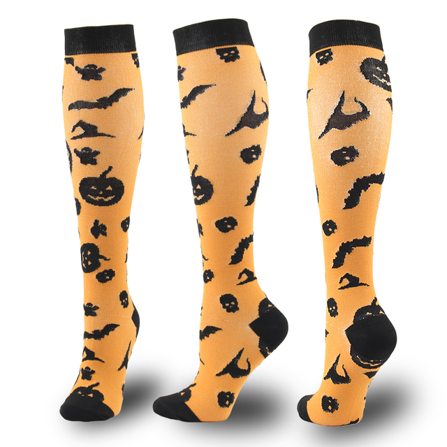 2022 Unisex Compression Stockings Halloween Limited Owl Skull Elastic Autumn Winter Under the Knee Nylon Outdoor Sports Socks