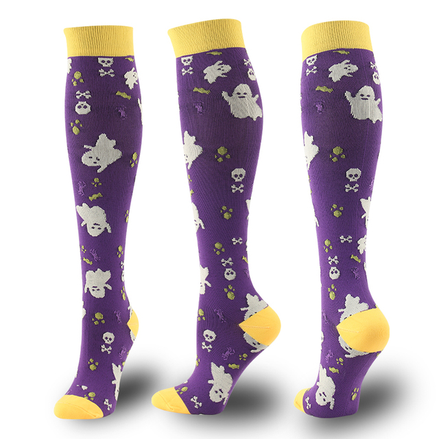 2022 Unisex Compression Stockings Halloween Limited Owl Skull Elastic Autumn Winter Under the Knee Nylon Outdoor Sports Socks