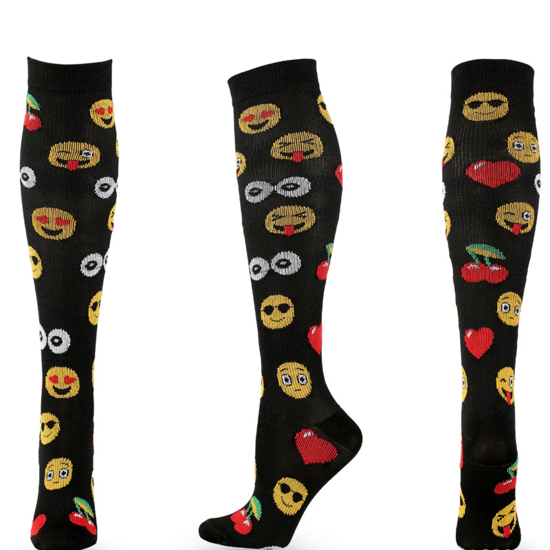Compression Socks Men Women Sports Socks New Cartoon Pattern Biscuits Smiley Face Cake Pepper Love Compress Calf