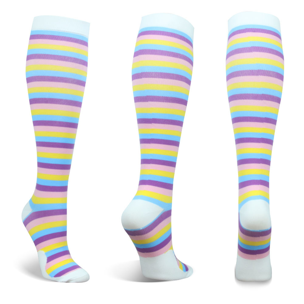 Newest Compression Socks Rainbow Smiley Heart Gradient Stripes Compress Stockings Marathon Sports Gym Fit Medical Edema Socks