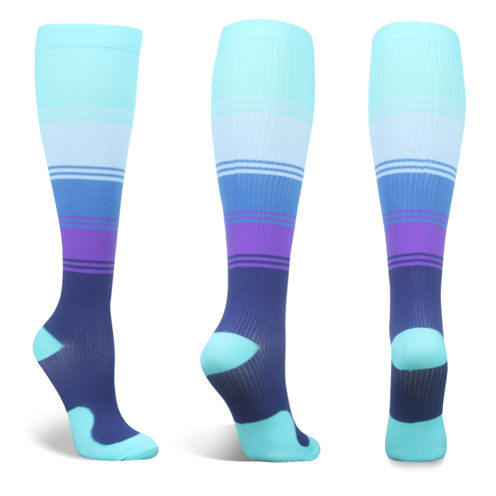 Newest Compression Socks Rainbow Smiley Heart Gradient Stripes Compress Stockings Marathon Sports Gym Fit Medical Edema Socks