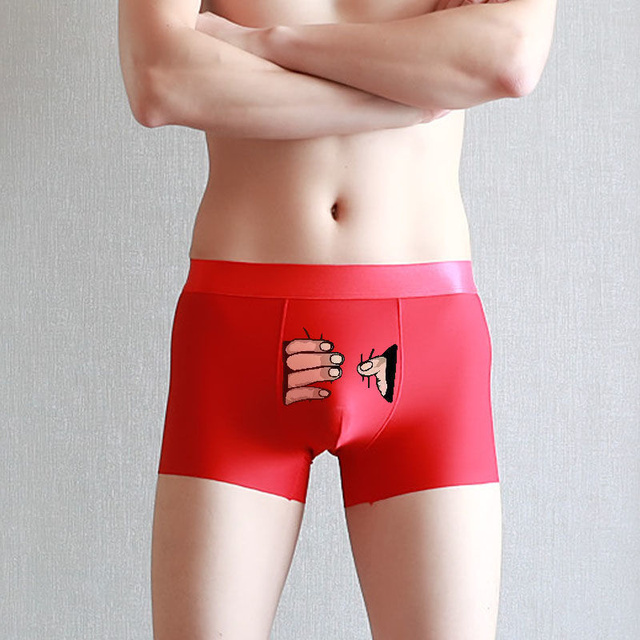 4pcs Funny Cartoon Underwear Men Ice Silk Boxer Shorts Sexy Cute Spoof Trunk Plus Size Male Panties for Lovers Gift
