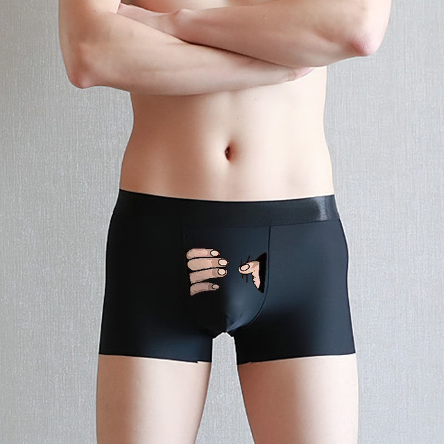 4pcs Funny Cartoon Underwear Men Ice Silk Boxer Shorts Sexy Cute Spoof Trunk Plus Size Male Panties for Lovers Gift