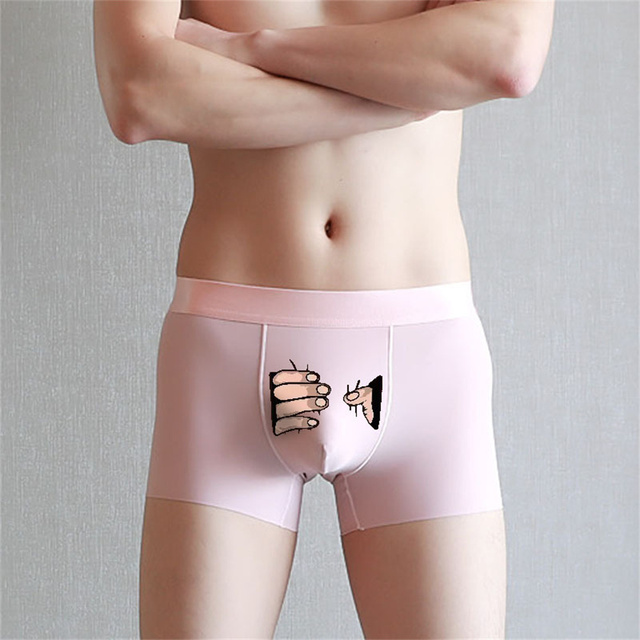 4pcs Funny Cartoon Underwear Men Ice Silk Boxer Shorts Sexy Cute Spoof Trunk Plus Size Male Panties for Lovers Gift
