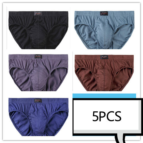 5pcs 100% Cotton Briefs Mens Comfortable Underpants Man Underwear