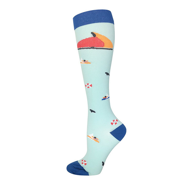 Compression Socks Outdoor Riding Elastic Sports Banana Pear Cartoon Cherry Dog Cat Toucan Stockings Pressure Compress