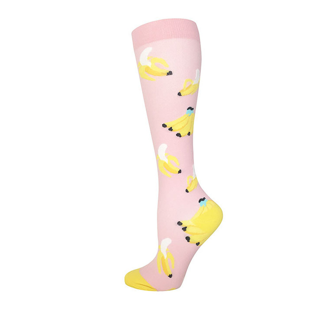 Compression Socks Outdoor Riding Elastic Sports Banana Pear Cartoon Cherry Dog Cat Toucan Stockings Pressure Compress