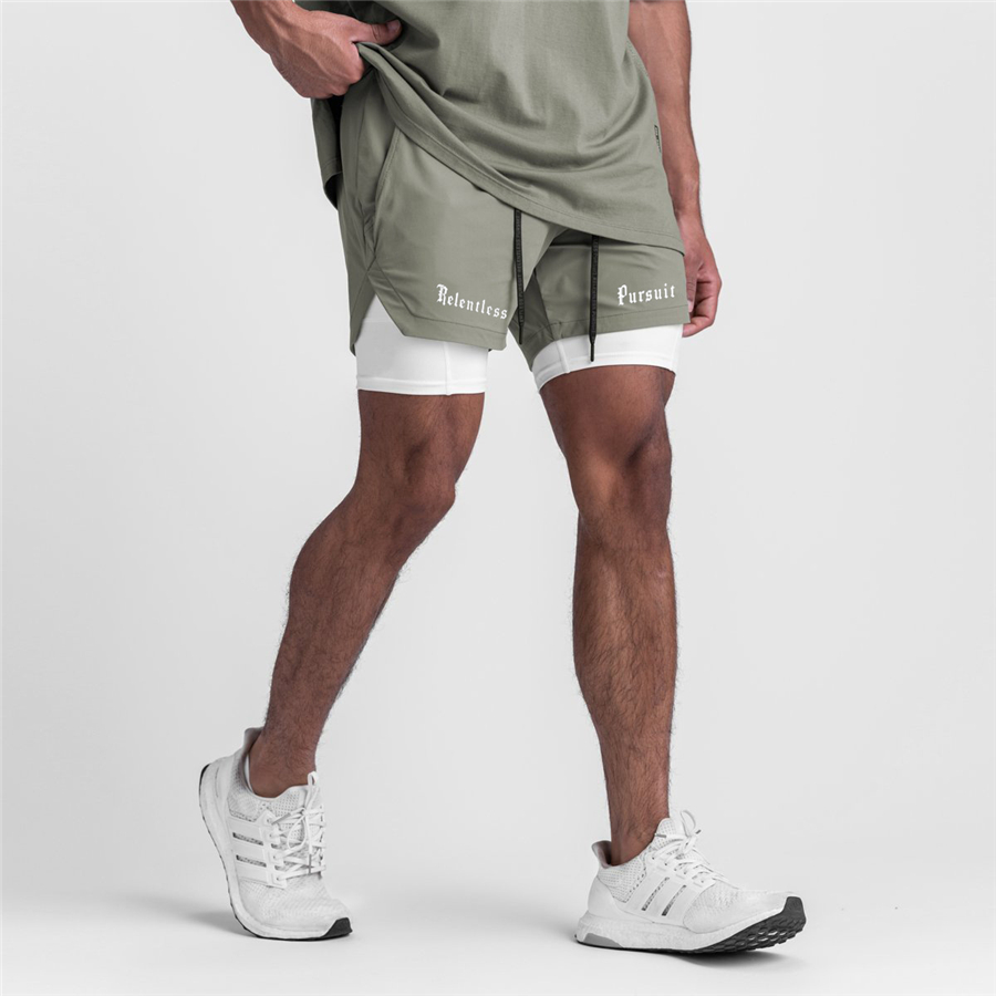 camouflage Running Shorts Men 2 in 1 Sports Jogging Fitness tatting Quick Dry Gym Training Sport Workout Short Pants