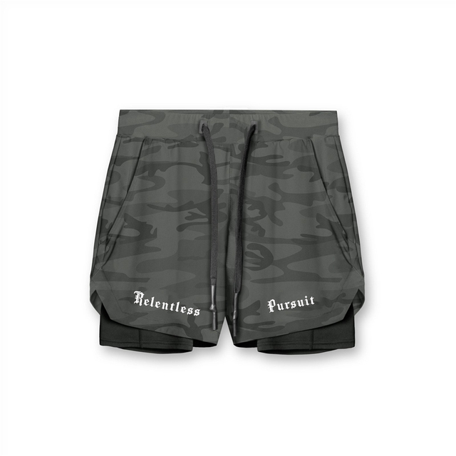 camouflage Running Shorts Men 2 in 1 Sports Jogging Fitness tatting Quick Dry Gym Training Sport Workout Short Pants