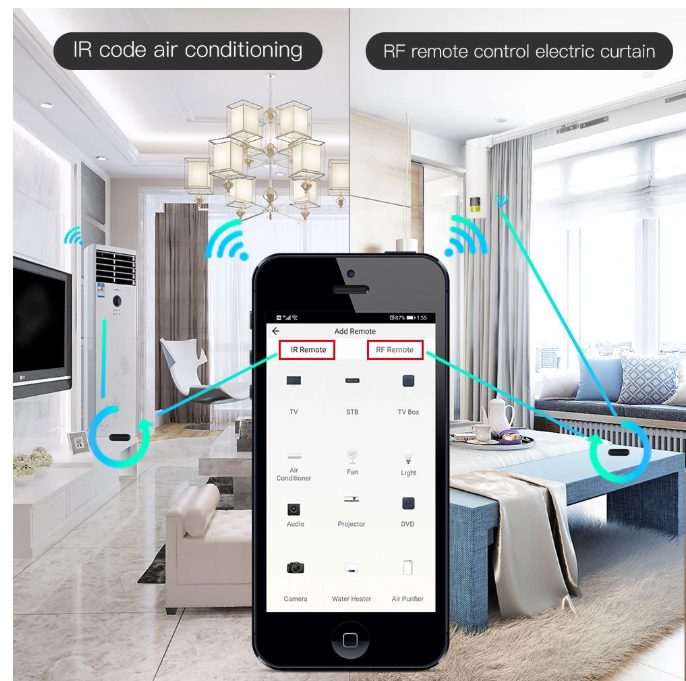 1pc New WiFi RF IR Universal Remote Controller RF Appliances Appliances Tuya Smart Life App Voice Control via Alexa Google Home