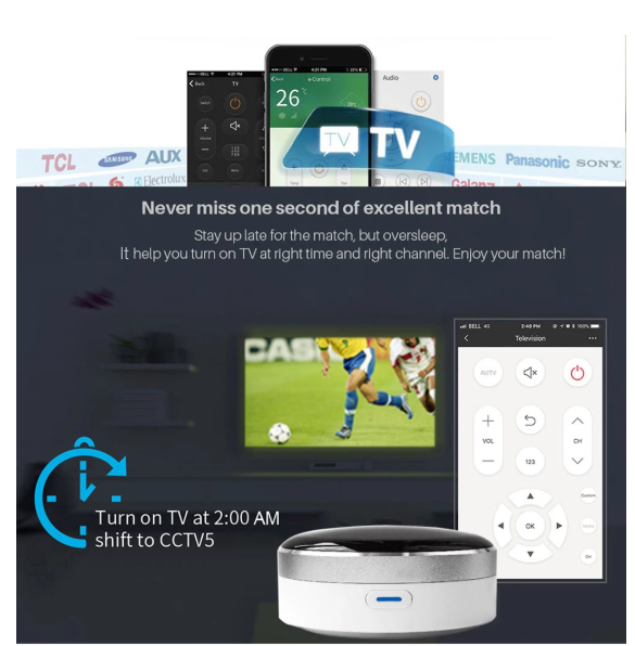Universal IR Smart Remote Controller WiFi+Infrared Home Control Hub 360 Degrees Google Assistant Alexa Siri