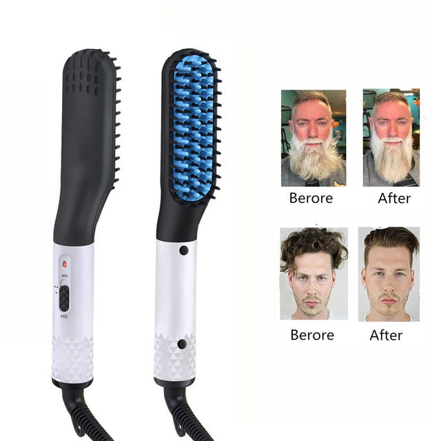 Men Beard Straightener Hair Straightening Brush Electric Quick Heating Flat iron Comb Hair Styling Tools