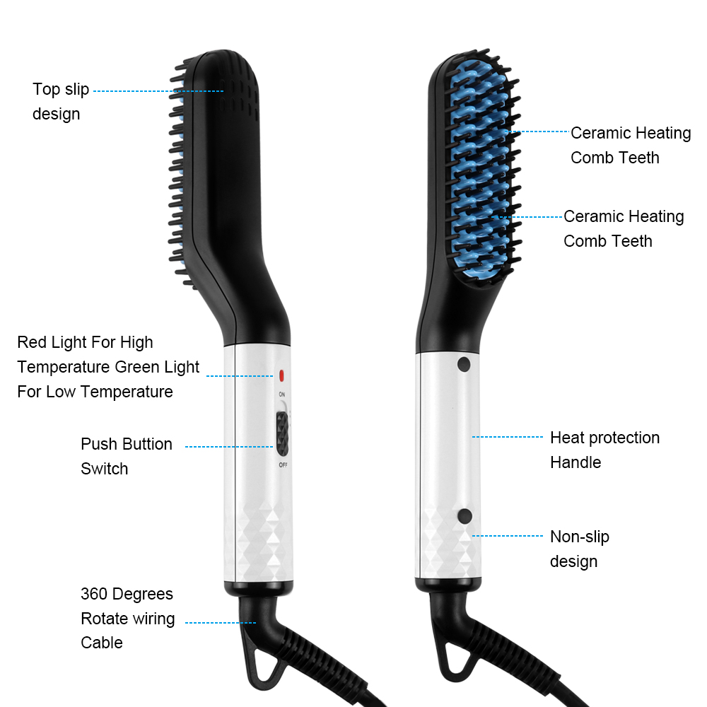 Men Beard Straightener Hair Straightening Brush Electric Quick Heating Flat iron Comb Hair Styling Tools
