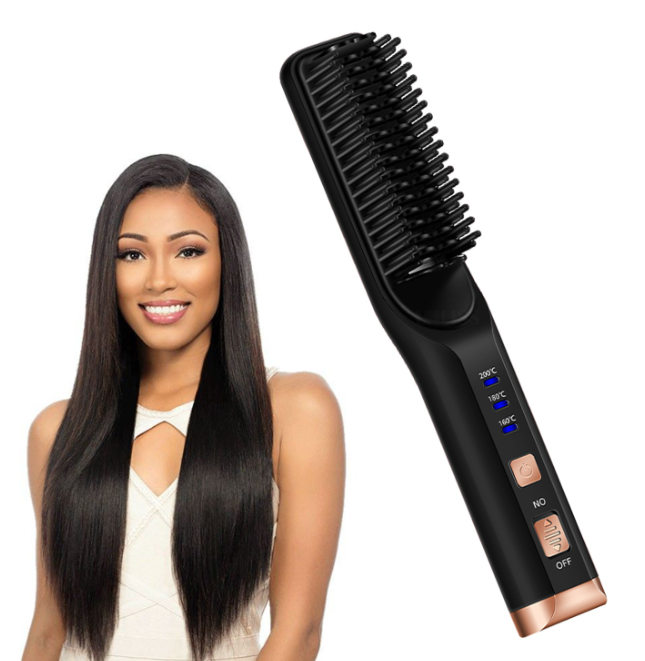 USB Rechargeable Hair Straightening Brush Cordless Straightener Electric Hot Heating Comb Men Beard Straightener Beard Brush