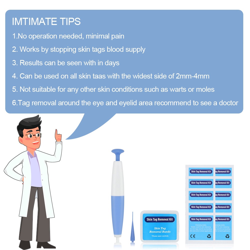 Skin Tag Remover Painless Mole Wart Remover Skin Tag Removal Kit with Cleansing Swabs Facial Beauty Tool