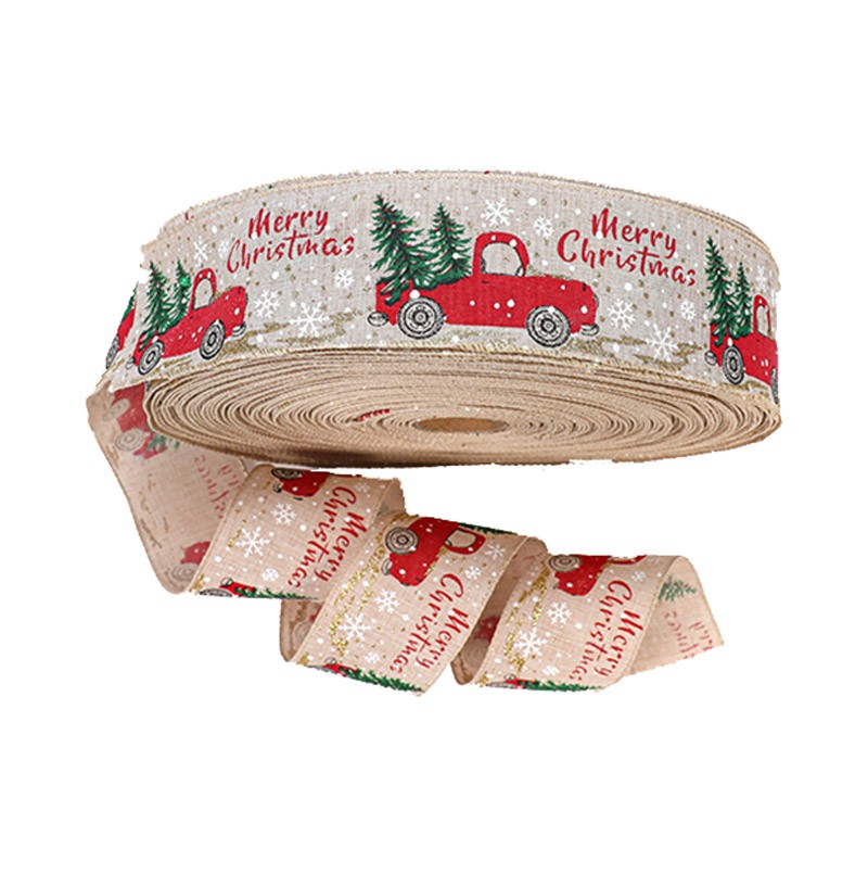 Christmas Ribbon Classic Wrapping Christmas Tree Ribbon Wreath Bows DIY Fabric Swirl Ribbon Burlap Ribbon With Wired Edge Gift