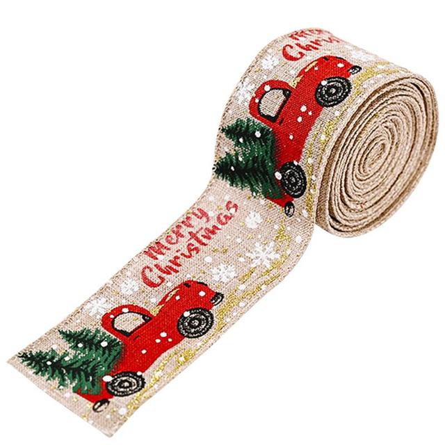 Christmas Ribbon Classic Wrapping Christmas Tree Ribbon Wreath Bows DIY Fabric Swirl Ribbon Burlap Ribbon With Wired Edge Gift