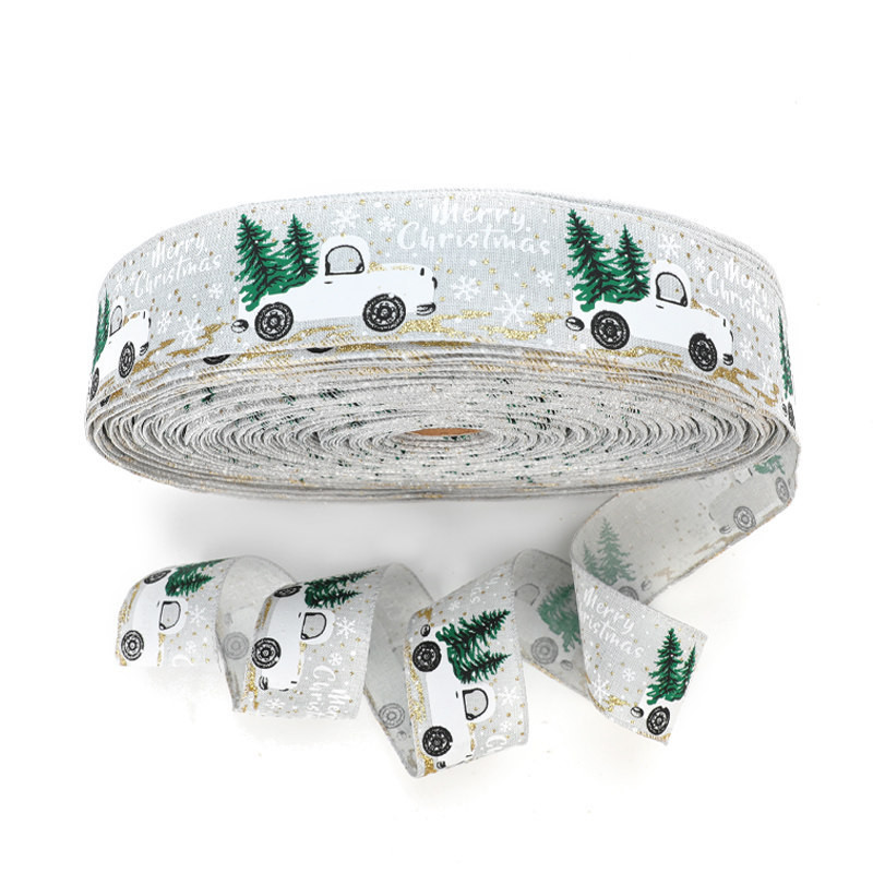 Christmas Ribbon Classic Wrapping Christmas Tree Ribbon Wreath Bows DIY Fabric Swirl Ribbon Burlap Ribbon With Wired Edge Gift