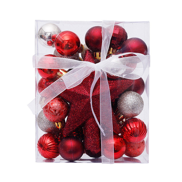 30pcs/set Christmas Bauble Balls Pendant Xmas Tree Hanging Ornament Star Topper Decoration for Home New Year Gift