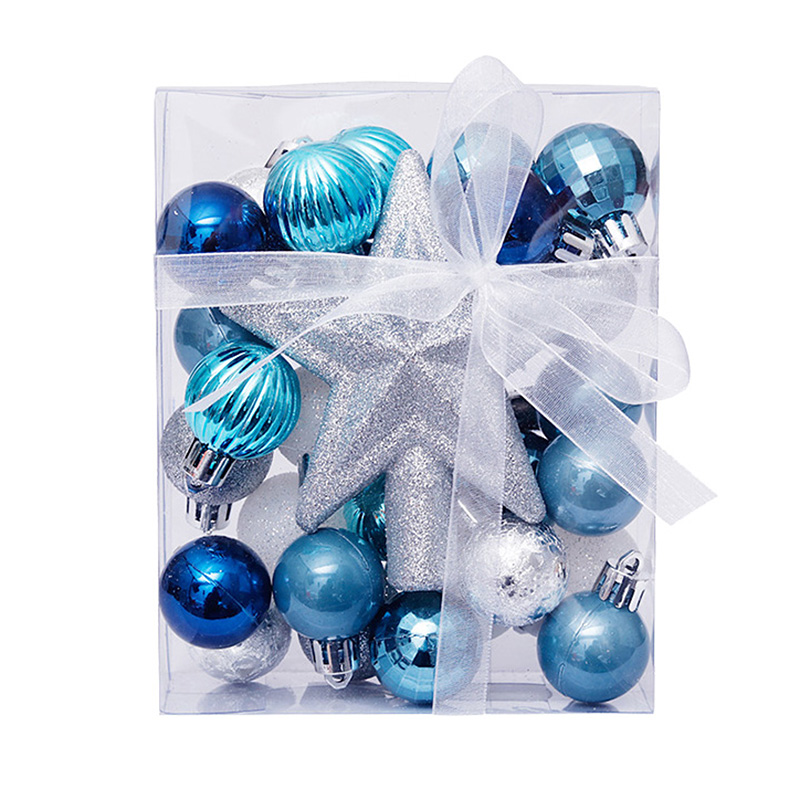 30pcs/set Christmas Bauble Balls Pendant Xmas Tree Hanging Ornament Star Topper Decoration for Home New Year Gift