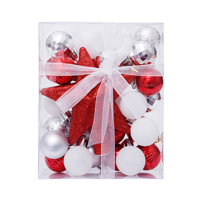 30pcs/set Christmas Bauble Balls Pendant Xmas Tree Hanging Ornament Star Topper Decoration for Home New Year Gift