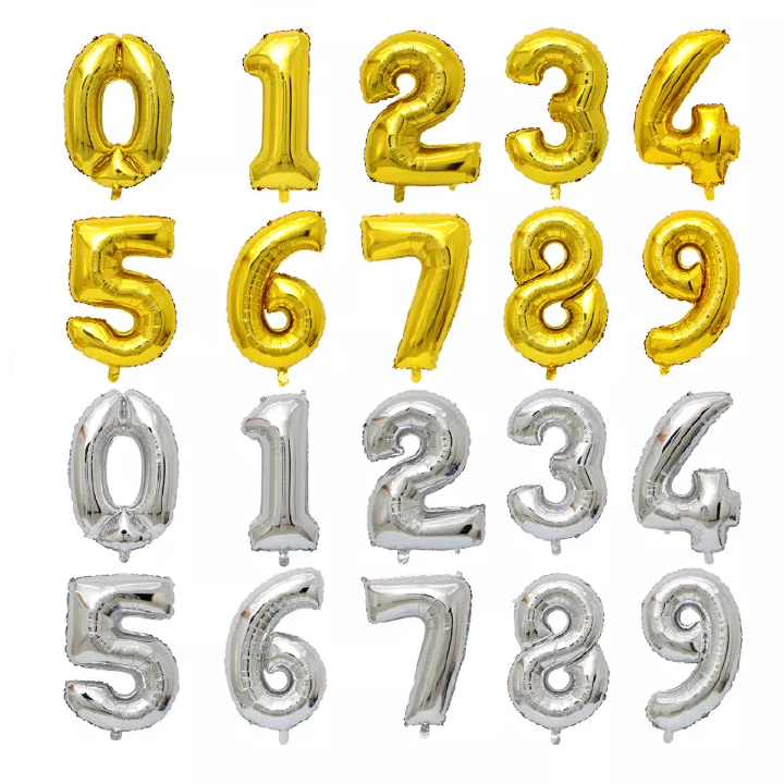 16 inch Gold Party Decor Foil Number Balloons Wholesale Wedding Birthday Party Decoration Kids Baby Shower Supplies 16 Inch Foil Number Balloons