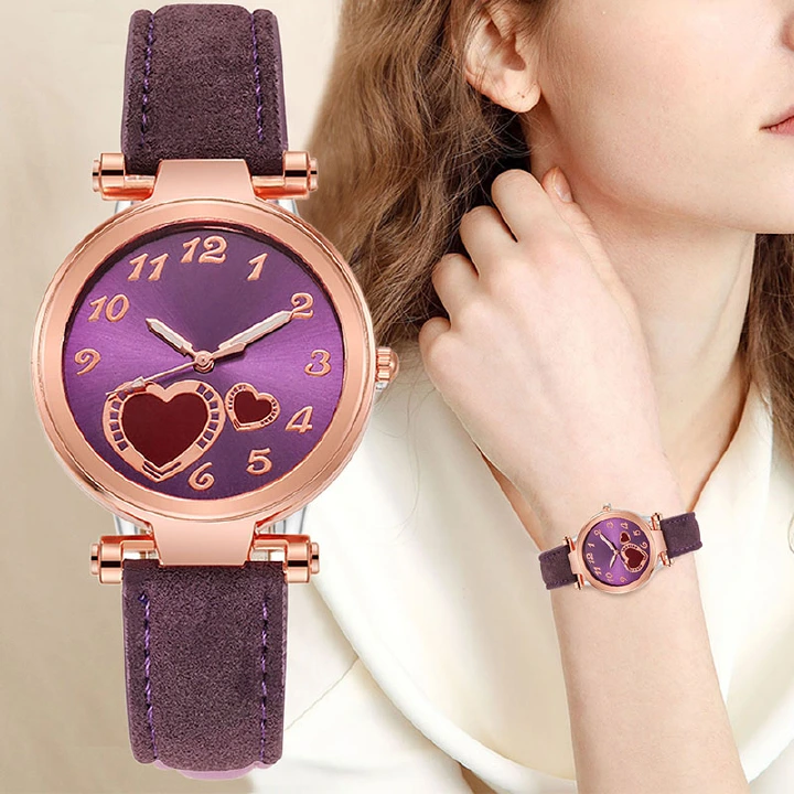 New Arrival Love Shape Watches Luxury Brand Leather Quartz Women's Watch Ladies Fashion Watch Women Wristwatch Clock For Favorite Women Giftes