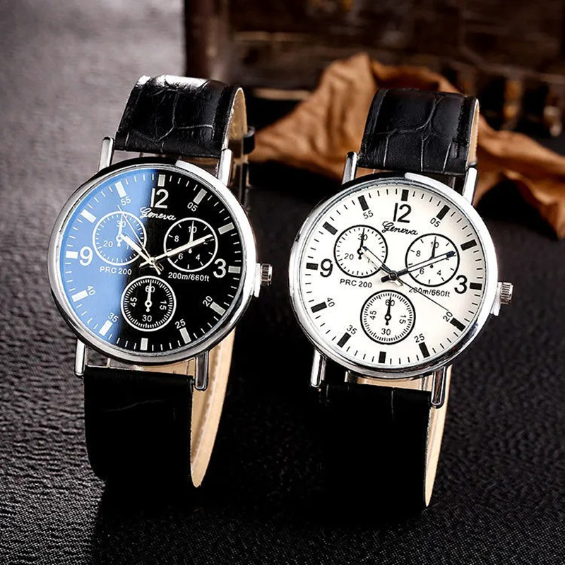 Classic Mens Watch Leather Band Quartz Wrist Business Watch Simple Stylish Wristwatch Women Dress Watch Three Eye Watches Luxury Quartz Men's Watch Valentines Gift