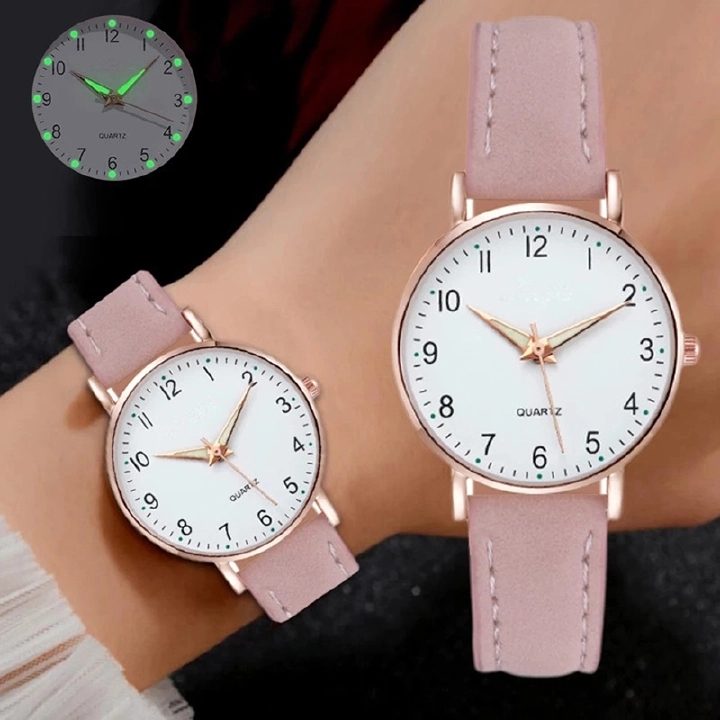 New Arrivals Luxury Back Light Watch For Women 2022 Diamond-studded Luminous Retro Female Watch Ladies Leather Strap Vintage Small Clcok Sport Quartz Clock Dress Wristwatches Valentines Gift