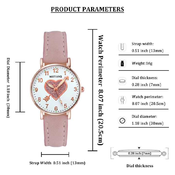 Ladies Watches Hearts Quartz Watch Back Light Watch Diamond-studded Luminous Casual Leather Belt Watches Simple Ladies Exquisite Small Dial Quartz Clock Dress Wristwatches Gift For lady
