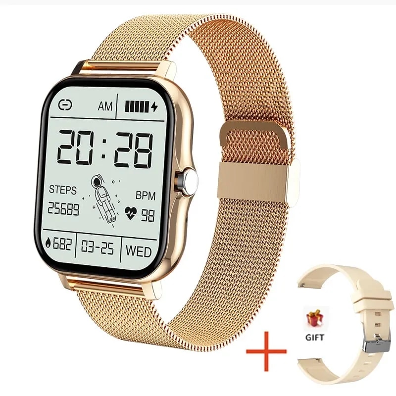 Smart Watch 2024 Fitness Bluetooth Call Connected Steel Watches Waterproof Man/Women Smartwatch Full Touch Screen Digital Sport Watch Heart Rate Fitness Tracker For Android IOS