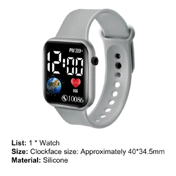 New Arrivals LED Sports Watches Bracelet Digital Watch Electronic Clock Casual Silicone Wristwatches Sport Wrist Watch For Man Woman Kids Gift Gray