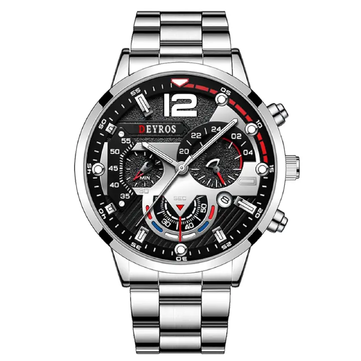 2024 Fashion Mens Watches Luxury Stainless Steel Quartz Wristwatch Calendar Luminous Clock Men Business Casual Watch