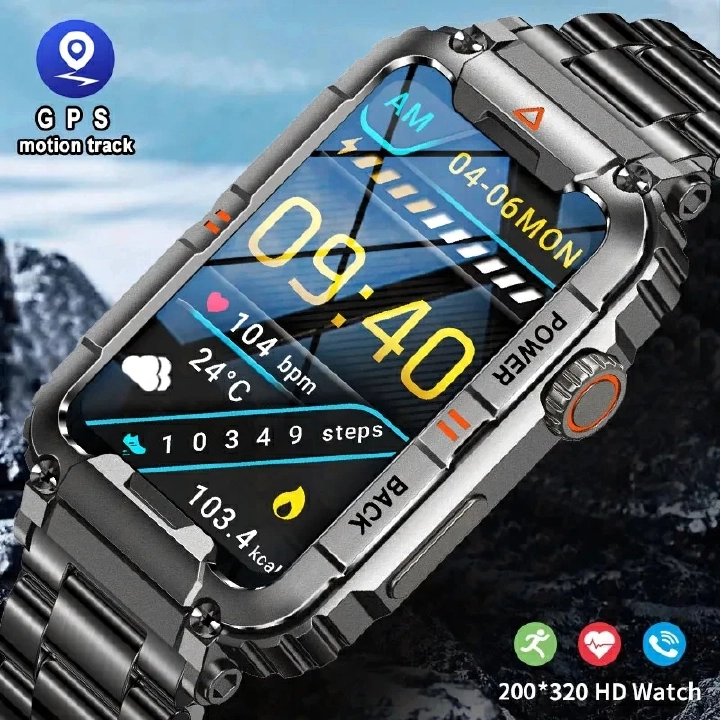 Men Smart Watch For Android IOS Fitness Watches IP68 Waterproof Military Healthy Monitor AI Voice Bluetooth Call Smartwatch