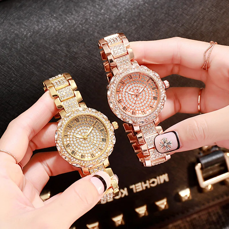 2024 Luxury Women Watch with Diamond Elegant Quartz Steel Bracelet Watches Ladies Zircon Crystal Top Fashion Wristwatch Clock Women's Bracelet Crystal Watches High Quality