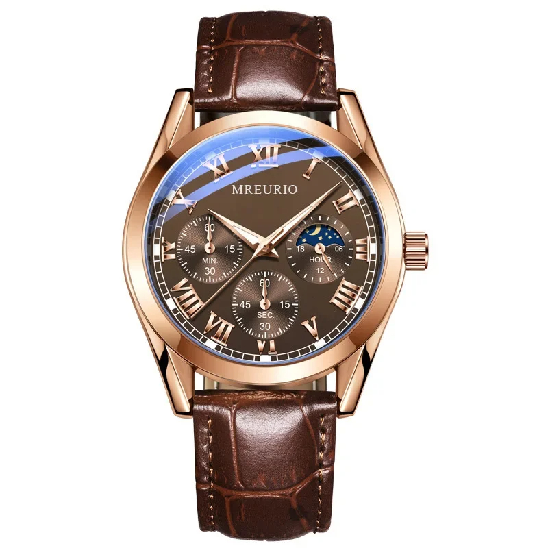 New Arrivals Men's Quartz Watch Leather Strap Sport Wristwatch Male Watch Wrist Watch Valentines Gift Fake Three Eye Luxury Watch Fashion Watch Non-Mechanical Quartz Business Wristwatches