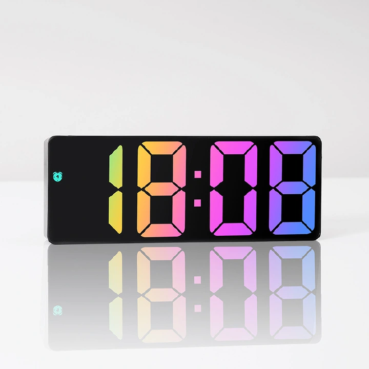 Acrylic Digital Alarm Clock 12/24 Hours Adjustable Brightness Colorful Large Screen Desk Clocks Bedroom Desktop Decoration date Temperature Display, Voice Control Electronic LED Clocks for Home Office