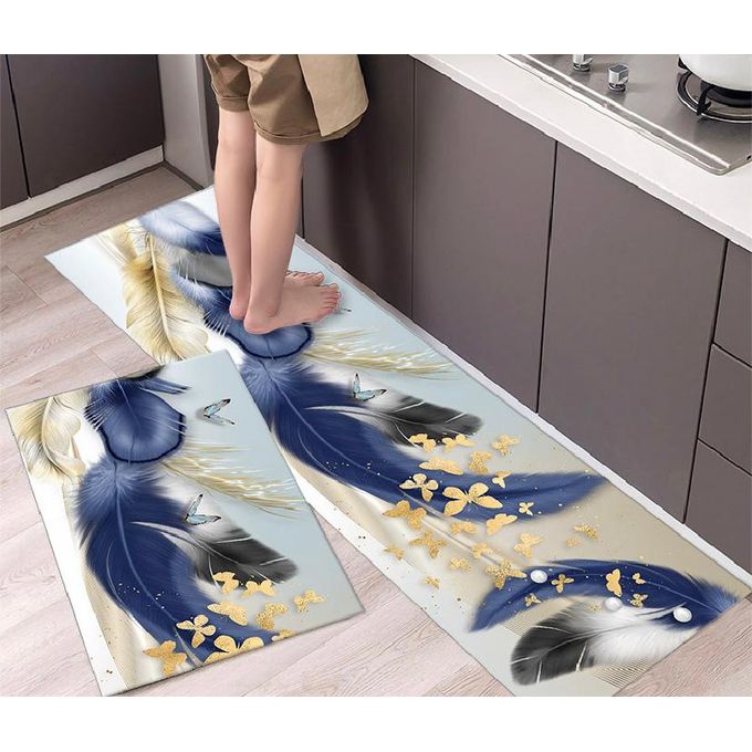 2 Pcs Kitchen Floor Mats – Non-Slip, Waterproof, Oil-Resistant Cushioned Anti-Fatigue Rugs for Cooking & Standing, Soft PVC Mat Set for Home, Sink, and Laundry Use