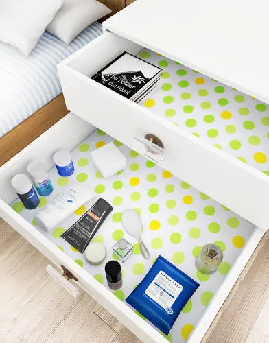 Drawer mat / liner roll mat now available per roll Size 30*500cm 6 available colours: straw berry, flower, (pink, blue, green, or Red) polka dots
