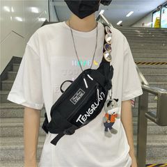 One bag+one pendant+four badges Chest bag Waist bags  Men's Bags new breast bag water proof men shoulder bag Waist Packs convenient bag trip bag fashion cool bag for couples Black
