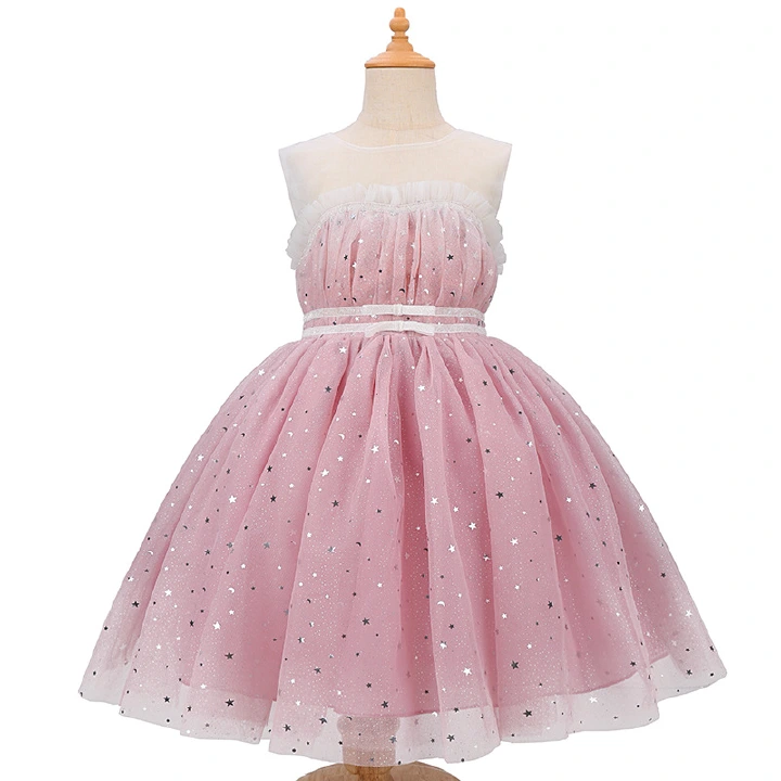 Girls Princess Dress For Kids Wedding Elegant Party Tutu Prom Gown Children Birthday Party Communion Sleeveless Puffy Vestidos 01