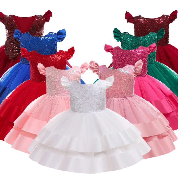 Christmas Baby Girls Dress for Newborn Girls Clothes Lace Sequins Baby Girl Birthday Party Dress Christening Gown Dresses