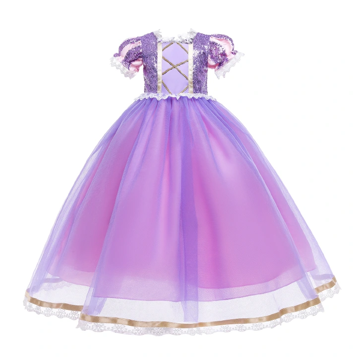 Princess Rapunzel Baby Girl Dress Up Kids Cosplay Party Costume Prom Wedding Long Sleeve Princess Dress Children Clothes
