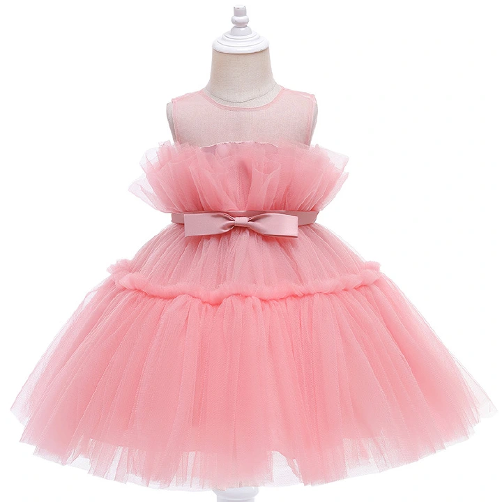 Infant Bow Birthday Baby Dress Costumes Flower Tulle Princess Party Wedding Dress For Baby First Communion Dress 80 90 100 110 120 cm