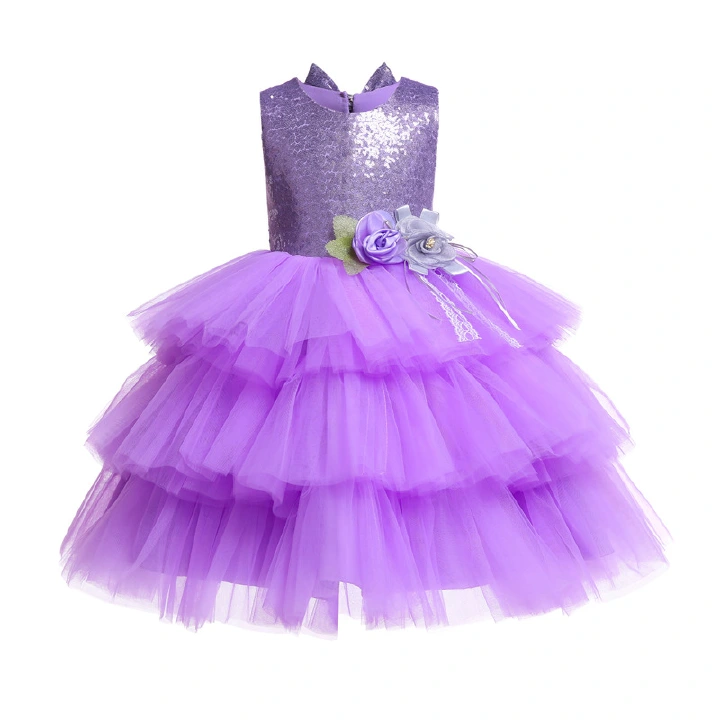 Flower Girls Evening Party Dress For Girls Big Bow Lace Sequins Princess Dress Fantasy Kids Baby Children Formal Wedding Dress 001