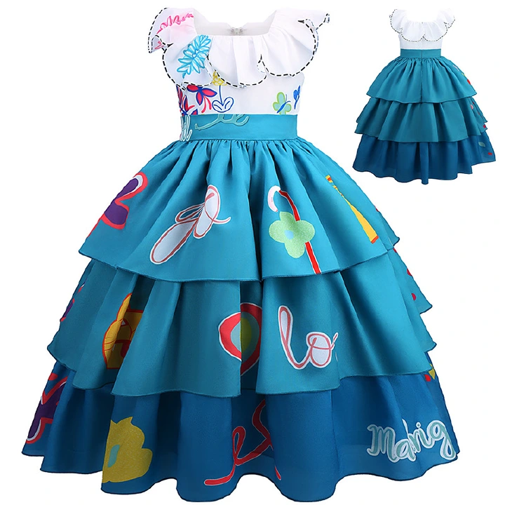 Magic Full House Cake Dress Square-collar Sleeveless Puffy Costume Girl's Princess Ball Gown Xmas Halloween Party Cosplay Dress
