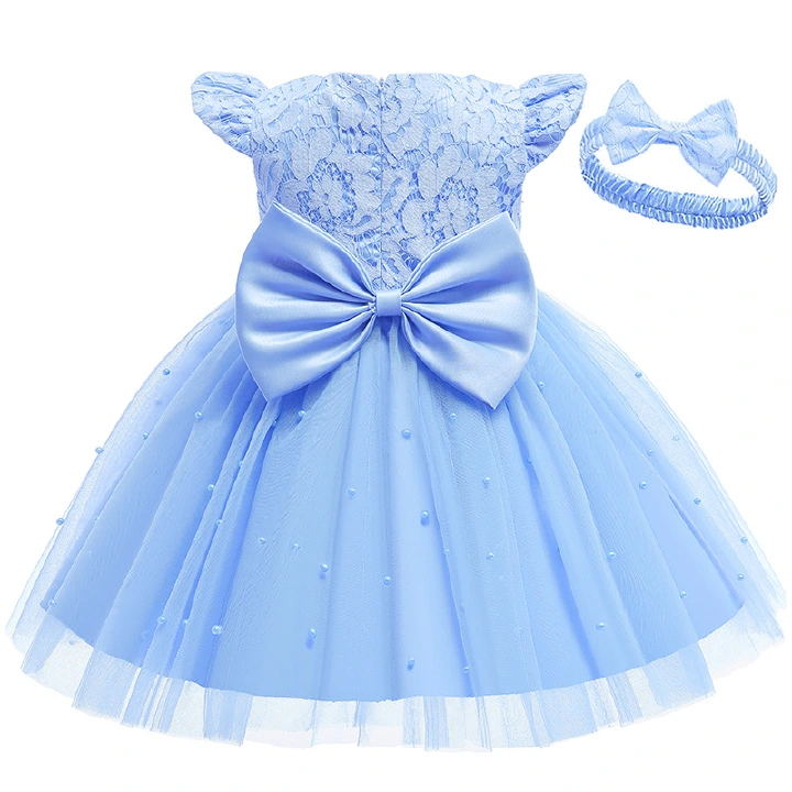 Baby Girls Dress 1to 6 Year Birthday Bowknot Tutu Christening Gown Newborn Infant 0-24 Month Princess Baptism Sequined dress