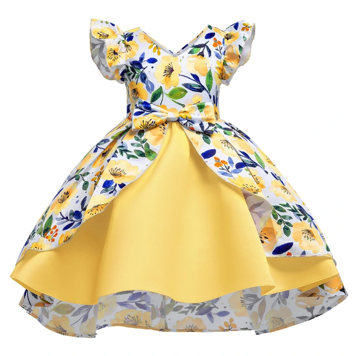 Flower Girls Evening Party Dress For Girls Big Bow Lace Sequins Princess Dress Fantasy Kids Baby Children Formal Wedding Dress 001  Notice:Manually measure the difference of 1-2CM, which belongs to th