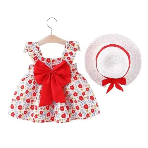 Bowknot Baby Girls Dresses Kids Summer Dresses Short Sleeve Newborn Baby O-neck Dress Summer Princess Dresses For Girls Casual