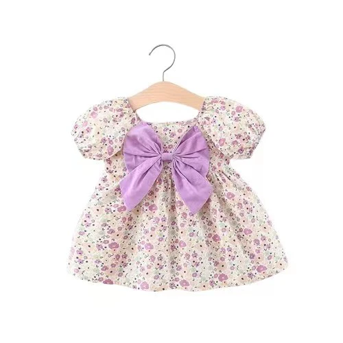 2022 Summer Girls Kids Princess Short Sleeve Dress Children Baby Infants Dot Polka Pleated Dresses Casual Vestidos